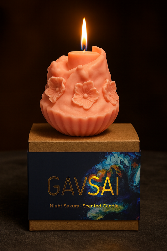 Night Sakura Whisper Sculptural Candle 150g | Handcrafted Floral Soy Wax Luxury Gift  Artist signed edition