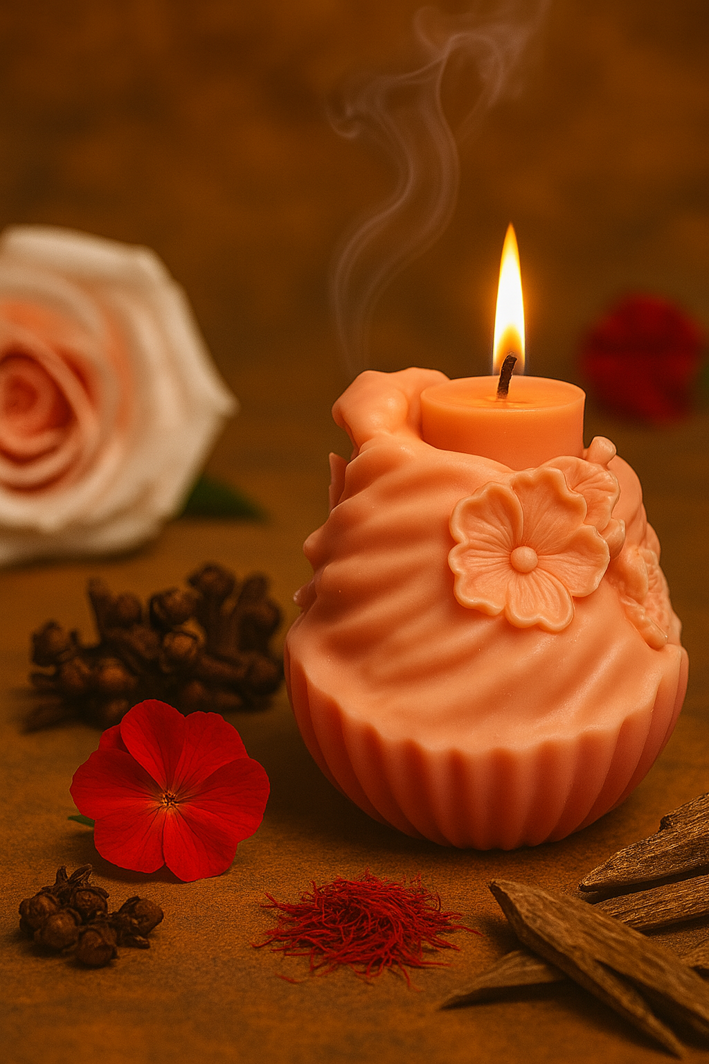 Night Sakura Whisper Large Sculptural Scented Candle | 530g Handcrafted Soy Wax | Luxury Home Fragrance & Gift
