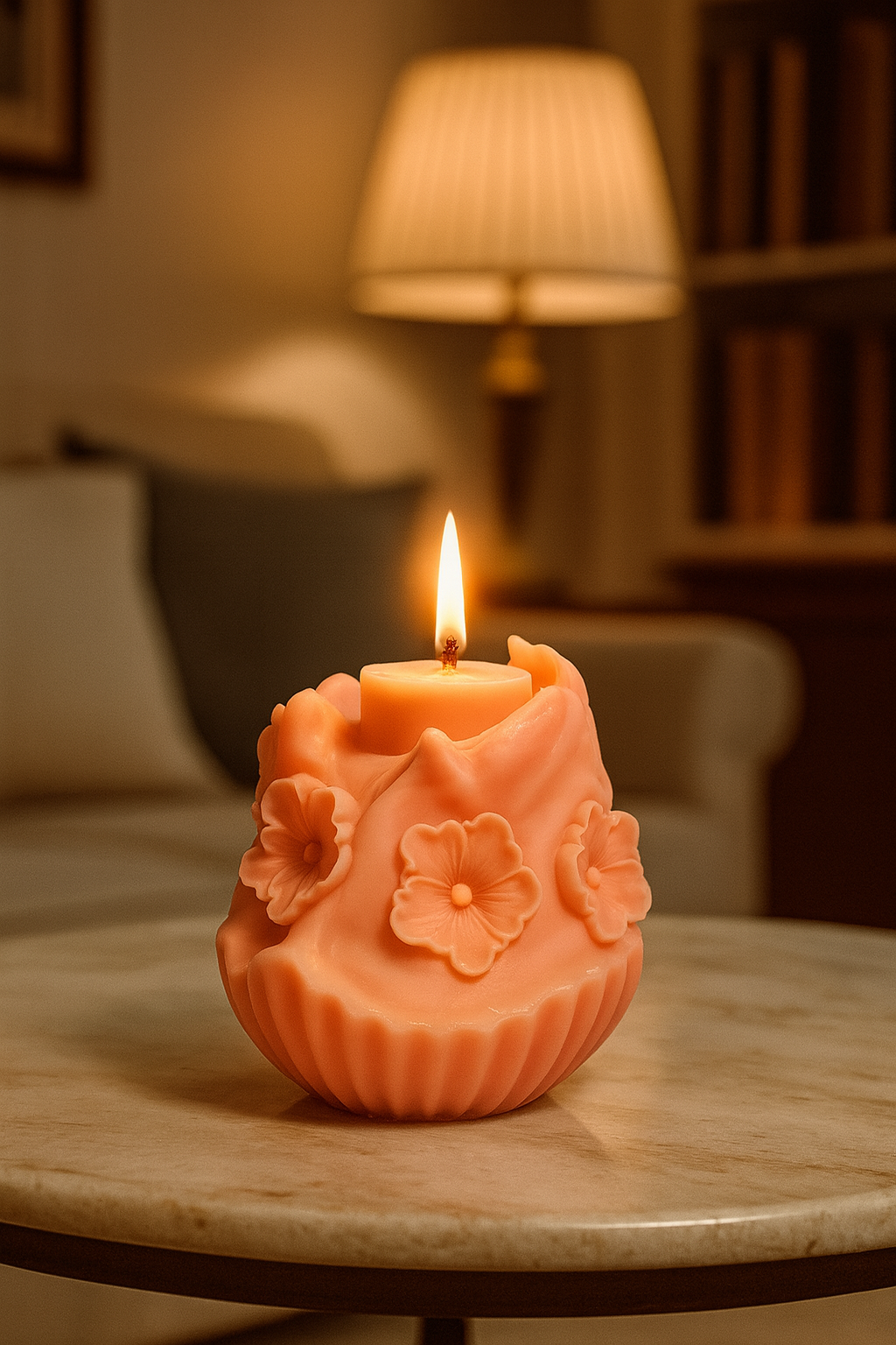 Night Sakura Whisper Large Sculptural Scented Candle | 530g Handcrafted Soy Wax | Luxury Home Fragrance & Gift