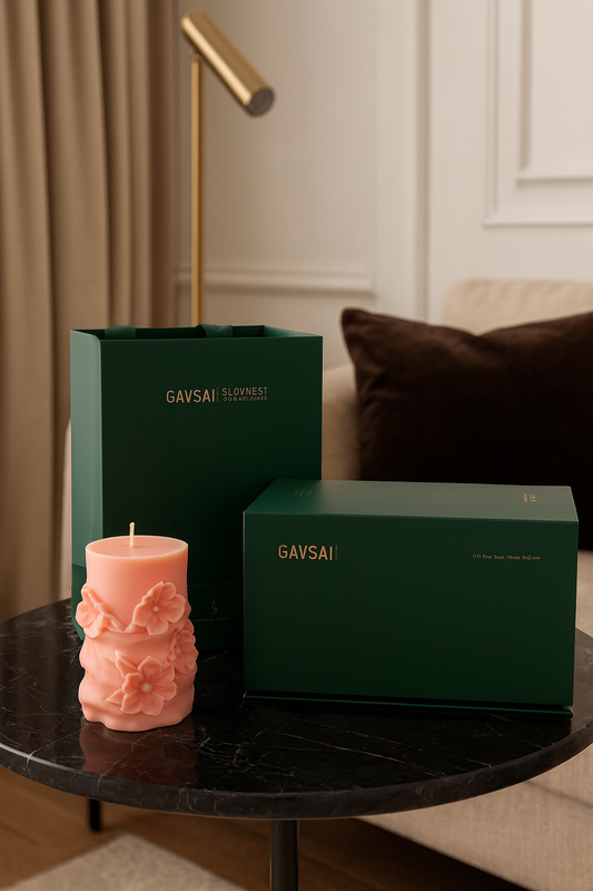 alt="Floral Dawn Glow 444g sculptural soy candle handcrafted floral luxury gift"