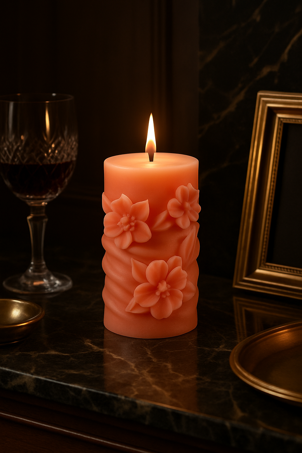 Floral Dawn Glow Sculptural Candle 444g | Handcrafted Soy Wax Luxury Floral Gift