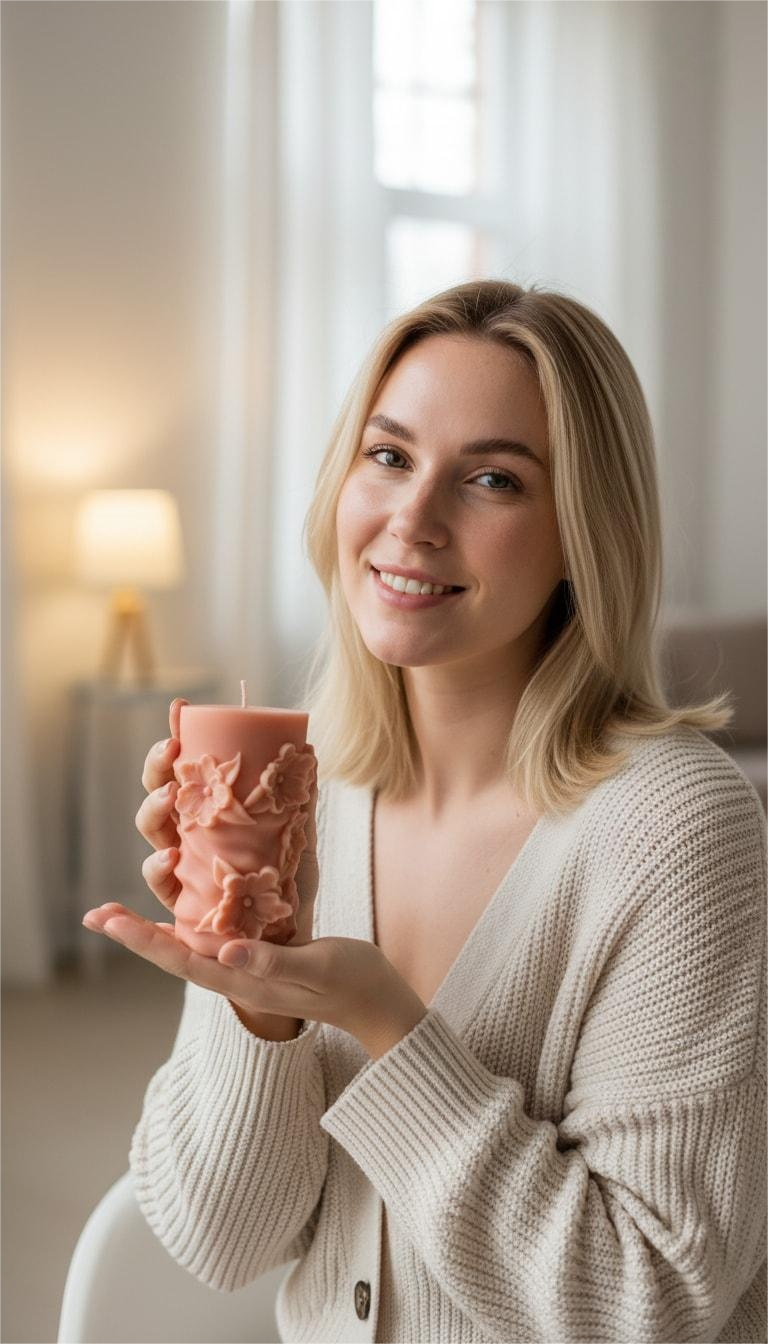 Floral Dawn Glow Sculptural Candle 444g | Handcrafted Soy Wax Luxury Floral Gift