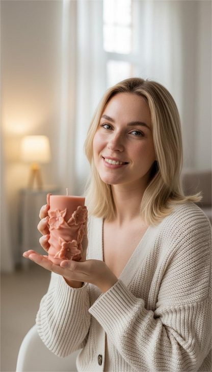 Floral Dawn Glow Sculptural Candle 444g | Handcrafted Soy Wax Luxury Floral Gift