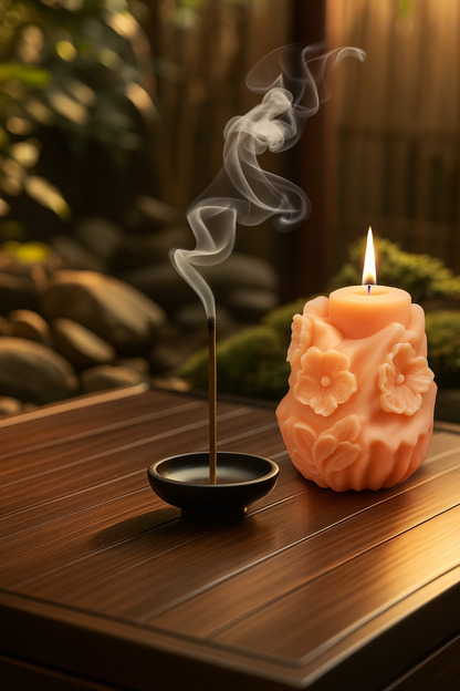 Night Sakura Whisper Large Sculptural Scented Candle | 530g Handcrafted Soy Wax | Luxury Home Fragrance & Gift