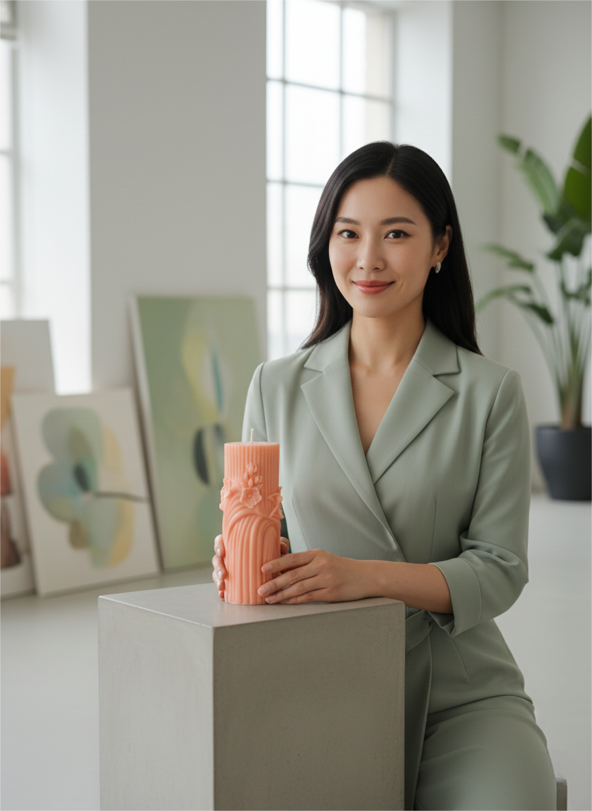 Serenity Woods Sculptural Candle 576g | Handcrafted Soy Wax Luxury Floral Gift