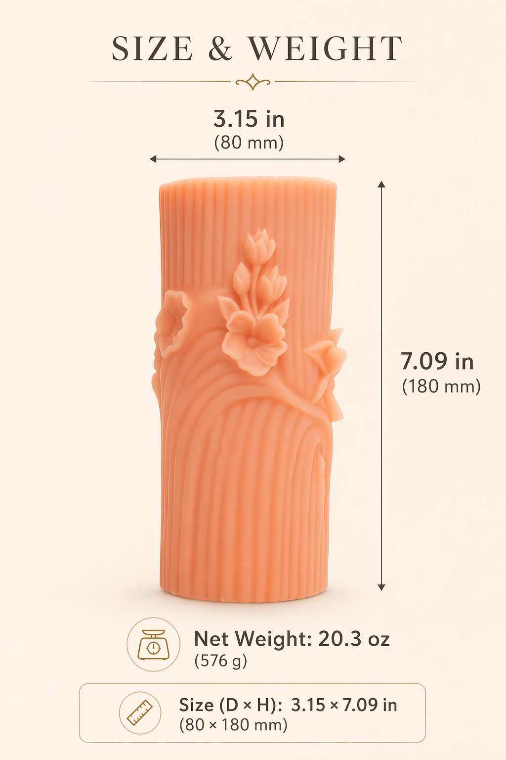 Serenity Woods Sculptural Candle 576g | Handcrafted Soy Wax Luxury Floral Gift